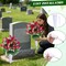 Christmas Artificial Cemetery Flowers for Grave – Rose Pink Memorial Bouquet with Vase for Headstone and Tombstone Decorations
